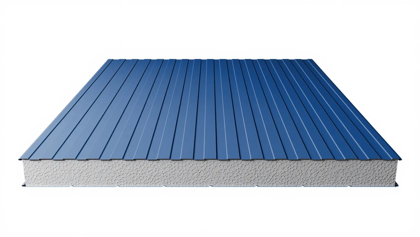 Стеновая сэндвич-панель с пенополистиролом 50 мм цвет RAL (полиэстер) верх 0,45 мм / низ 0,5 мм (ширина 1200 мм)